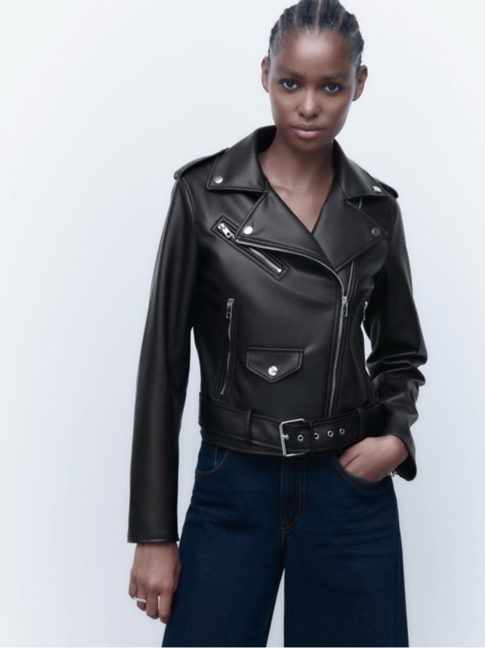 Zara Vegan Leather Biker Jacket Size Small